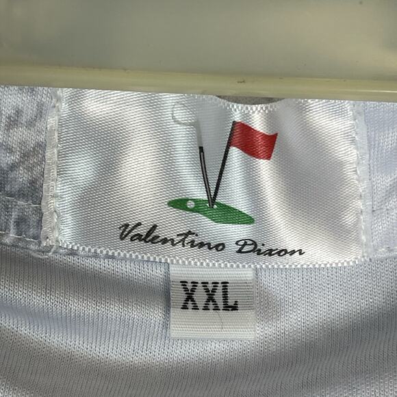 Valentino Dixon Polo Shirt Mens XXL White Graphic Print Golf Performance Stretch - Picture 3 of 9